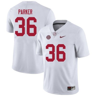 NCAA Men's Alabama Crimson Tide #36 Jordan Parker Stitched College 2020 Nike Authentic White Football Jersey WQ17C74JU